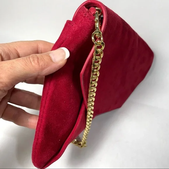 ANN TAYLOR Bella red Suede leather clutch bag - Picture 5 of 14